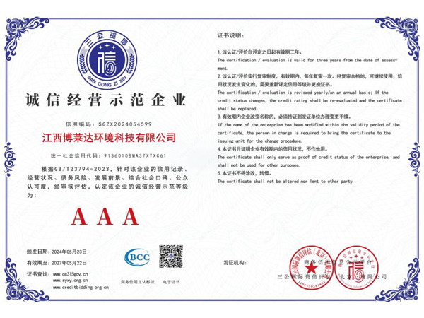 Certificate of Honest Business Model Enterprise